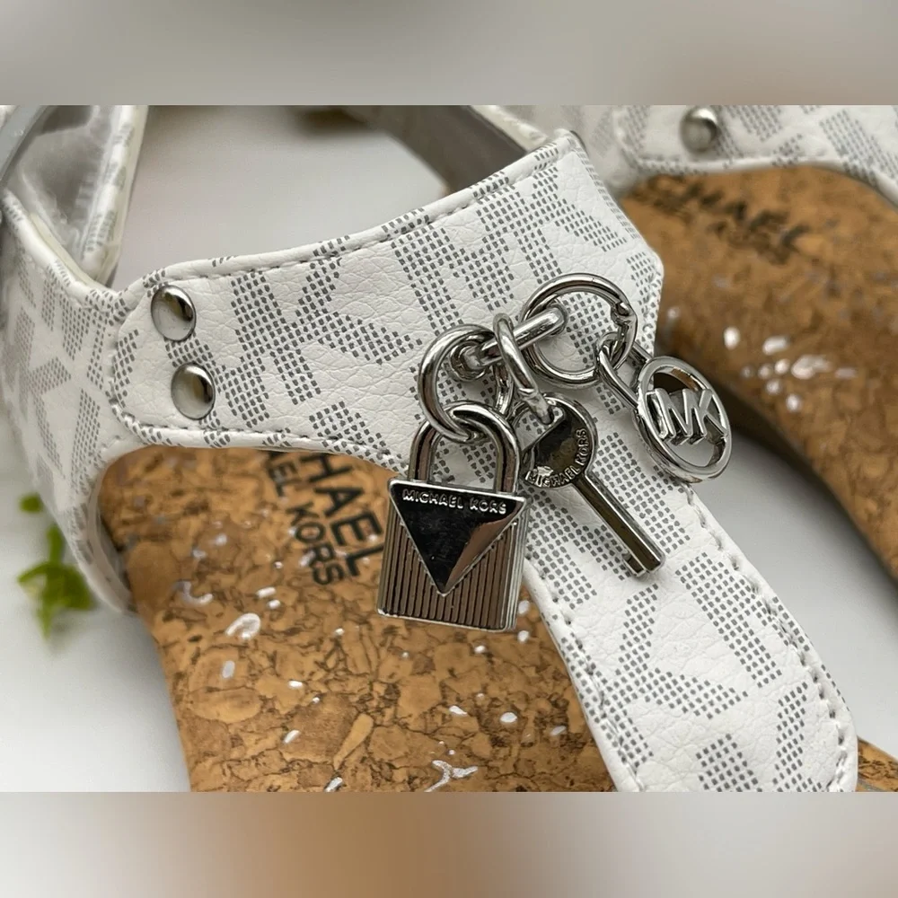 Michael Kors Girl’s Monogram Thong Charm Sandals